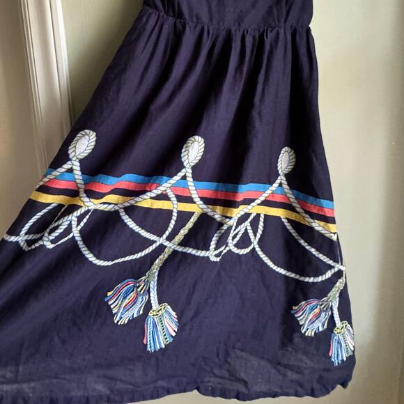 Anthropologie Wakana Koike Roped In Strapless Dress Navy Blue Nautical Sz 4 - Picture 3 of 9